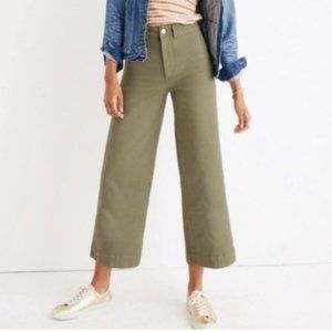 Madewell Emmett Wide-Leg Crop Pants Olive Green Pants Canvas Capris Size 30